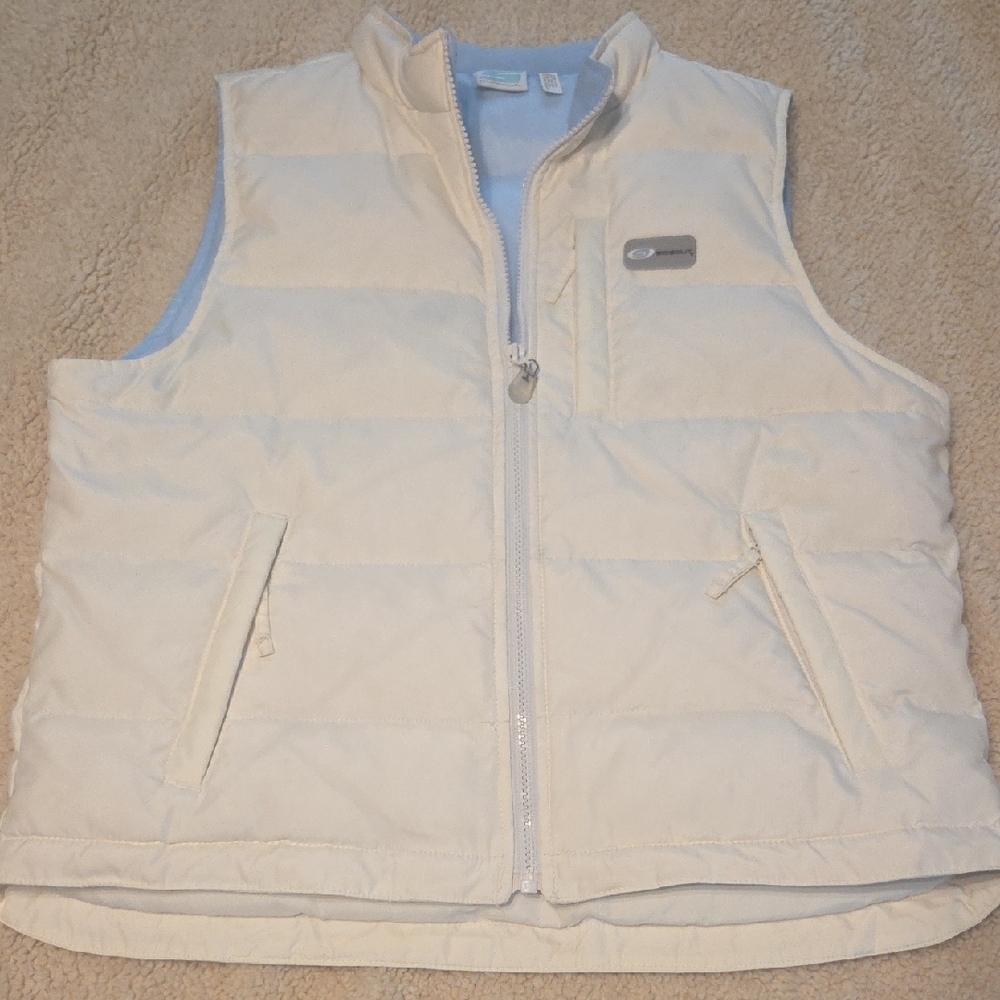 Blue and White Quilted Vest with Insulated Design